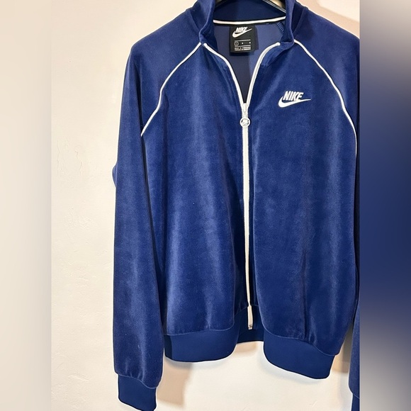 Nike Retro Velour Full Zip Womens Track Jacket Size Large Blue Y2K - Picture 7 of 7